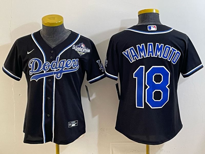 Youth 2026 Los Angeles Dodgers #18 Yamamoto Black Game Nike MLB Jersey style 0013